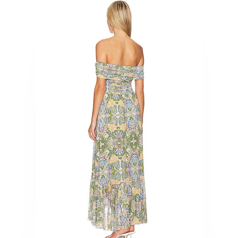 Misa Los Angeles Strapless Floral Dress - Green and Purple - Picture 3 of 4